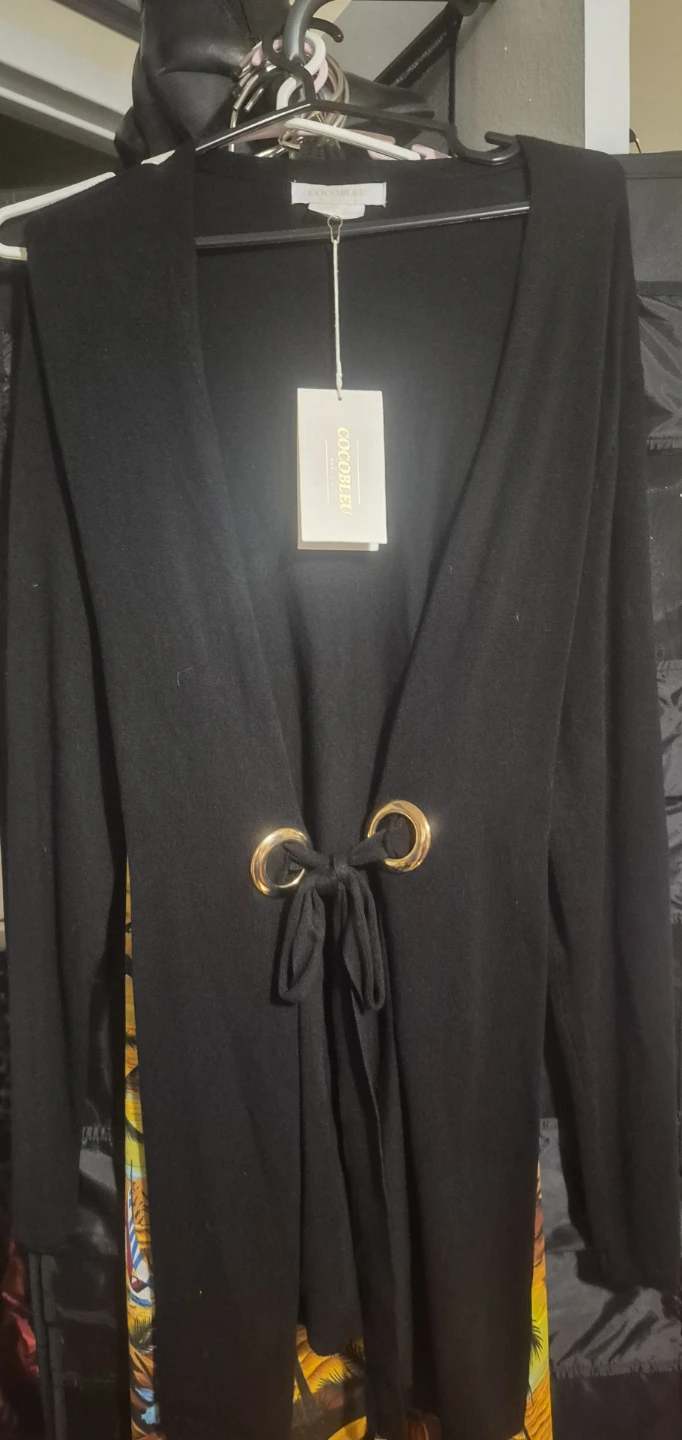 COCOBLEU Black Cardigan with Gold Hardware