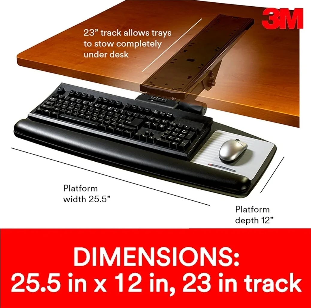 3M AKT90LE Easy Adjust Keyboard Tray Ergonomic - photo 4