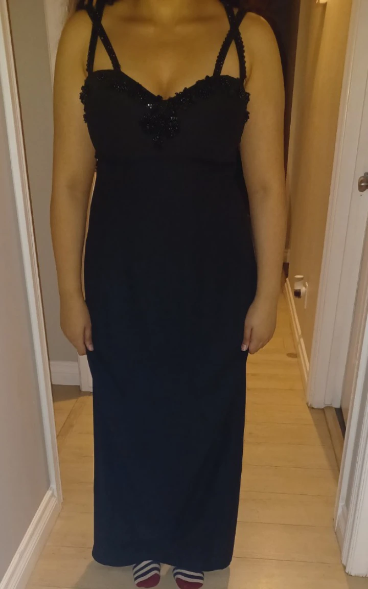 Black Beaded Spaghetti Strap Maxi Dress - photo 5
