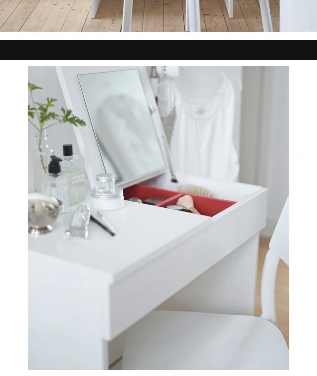 Ikea MALM White Dressing Table / Desk with Mirror - photo 4