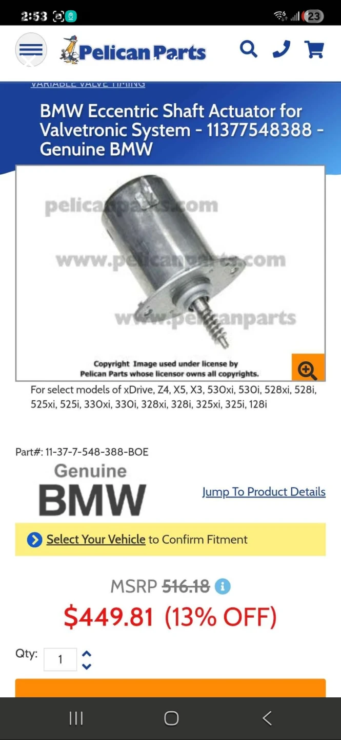 BMW Eccentric Shaft Actuator for Valvetronic System 11377548388 - photo 2