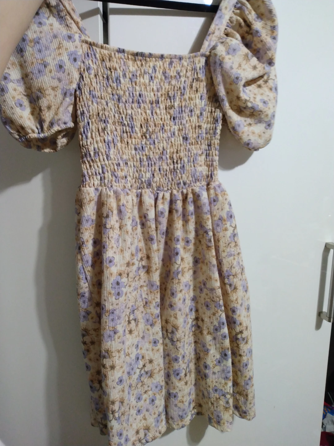 H&M Floral Smocked Puff Sleeve Dress