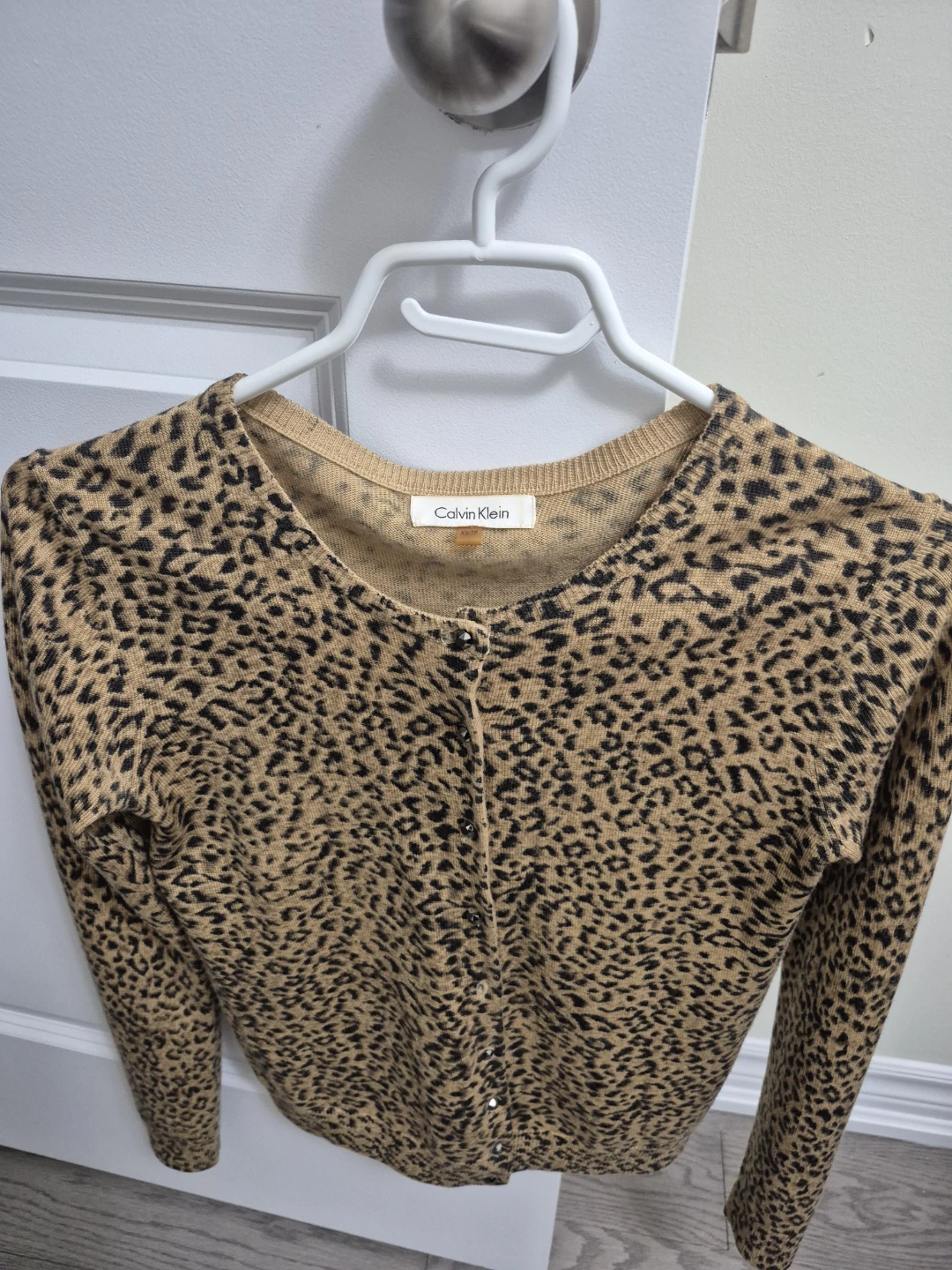 Calvin Klein Leopard Print Button-Up Cardigan