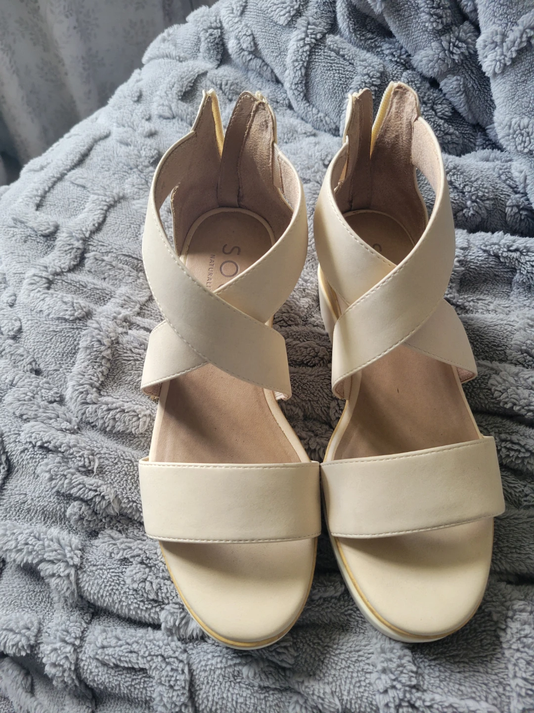 SOUL Naturalizer Women's Wedge Sandals Cream Size 7 - photo 2
