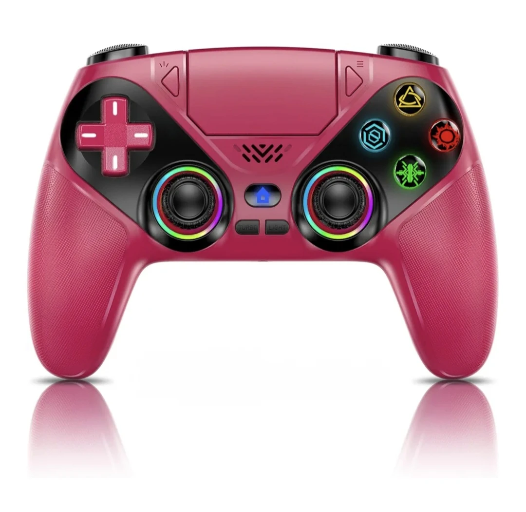 New red PS5 LED wireless controller with speaker. Rechargeable