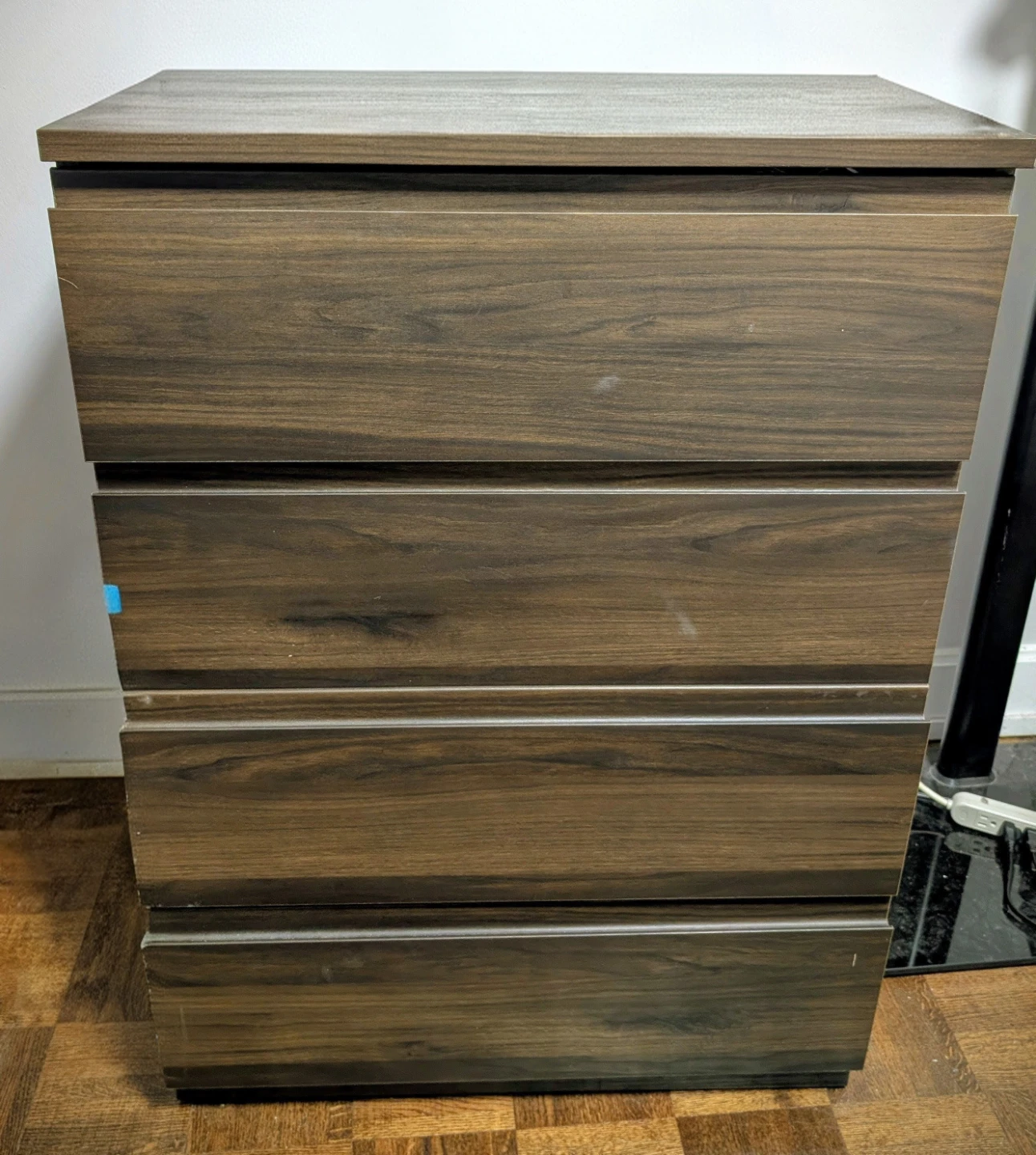 Dark Wood Finish 4-Drawer Chest