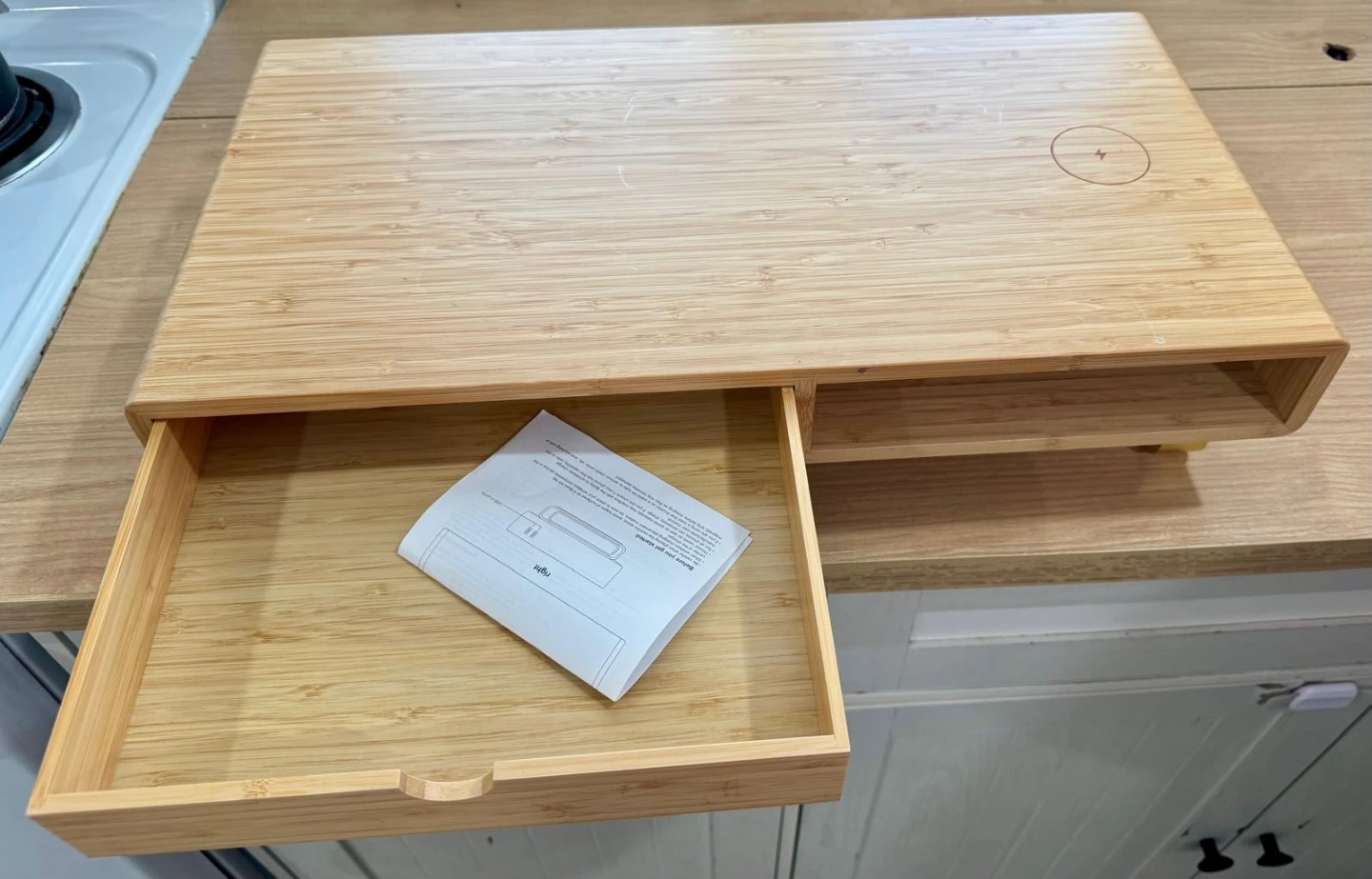 Bamboo Laptop Stand with Drawer and USB Ports - photo 2