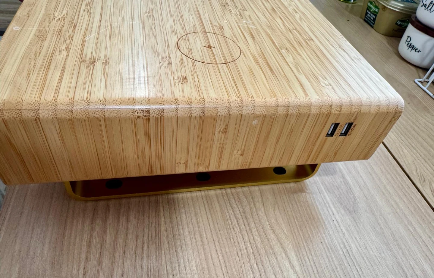 Bamboo Laptop Stand with Drawer and USB Ports - photo 4