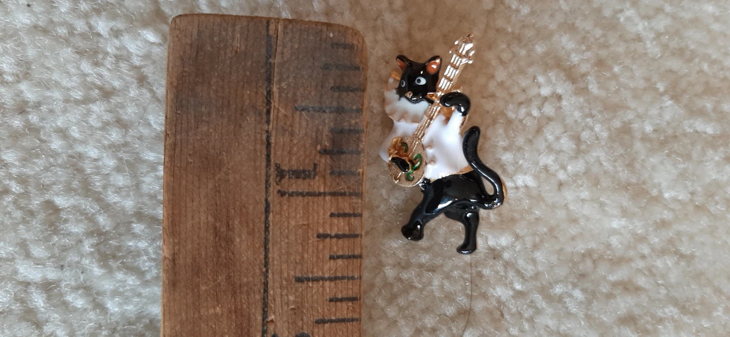 Enamel Cat Pin with Banjo - photo 4