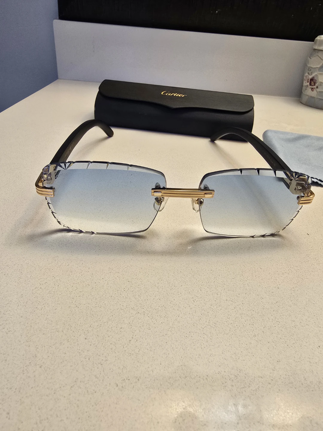 Cartier Rimless Gradient Blue Sunglasses