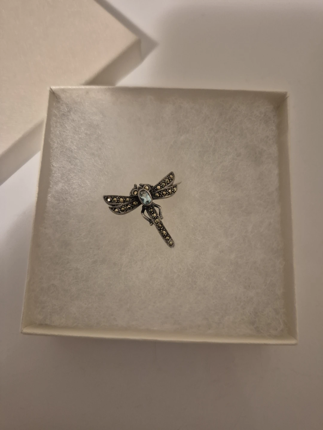 Dragonfly 925 Silver Brooch-Aquamarine Stone - photo 3