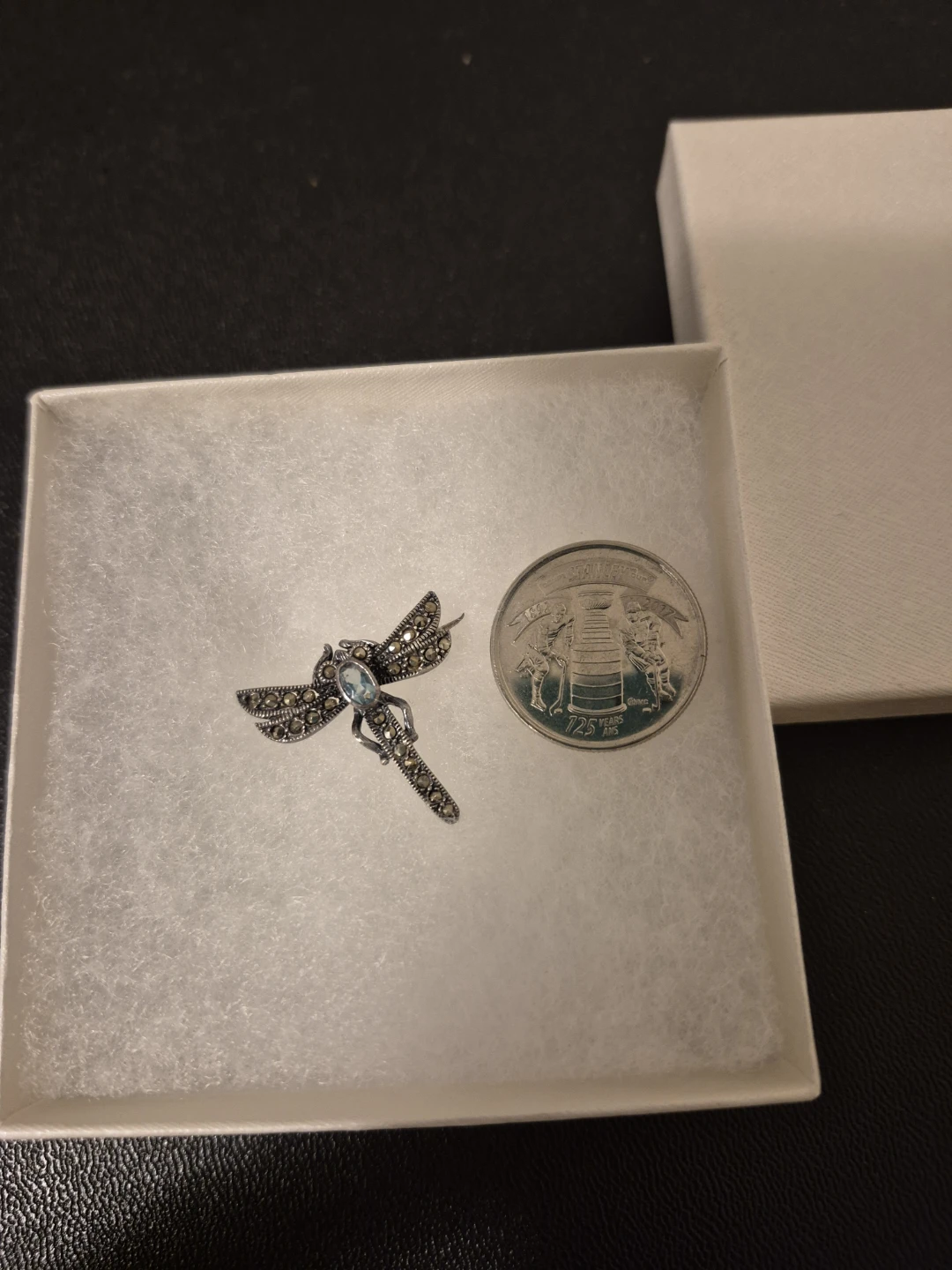 Dragonfly 925 Silver Brooch-Aquamarine Stone - photo 4