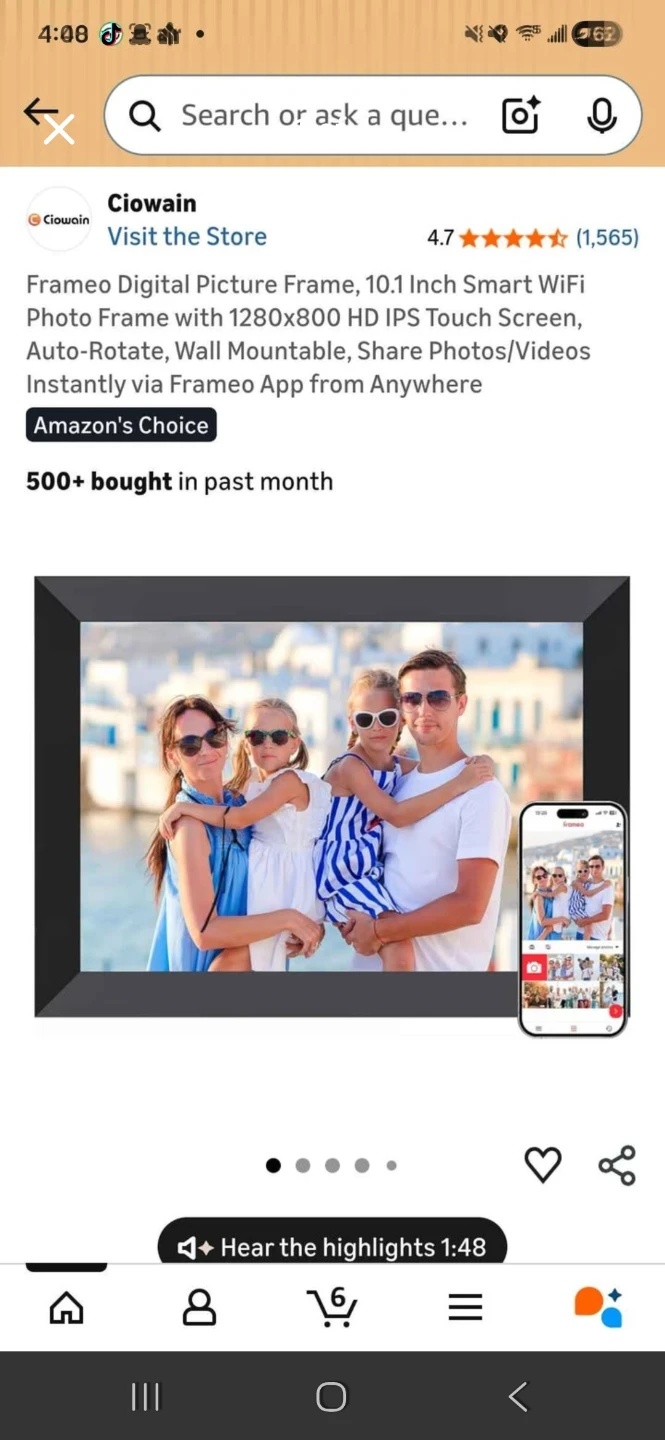 Ciowain Frameo 10.1 Inch Smart WiFi Digital Picture Frame