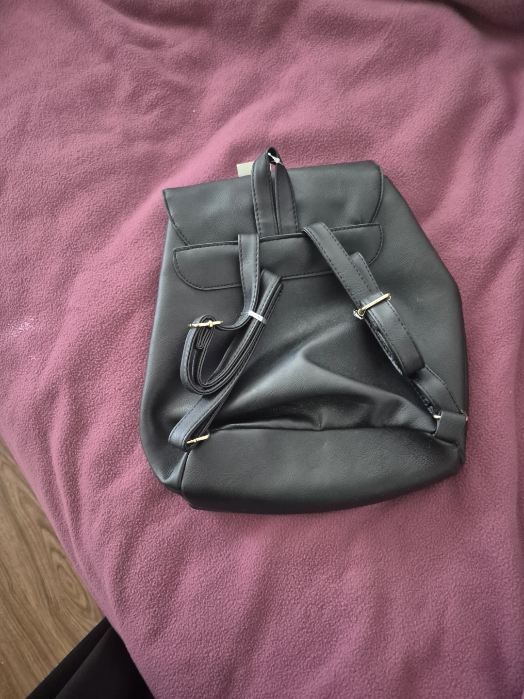 Black Faux Leather Backpack - photo 2