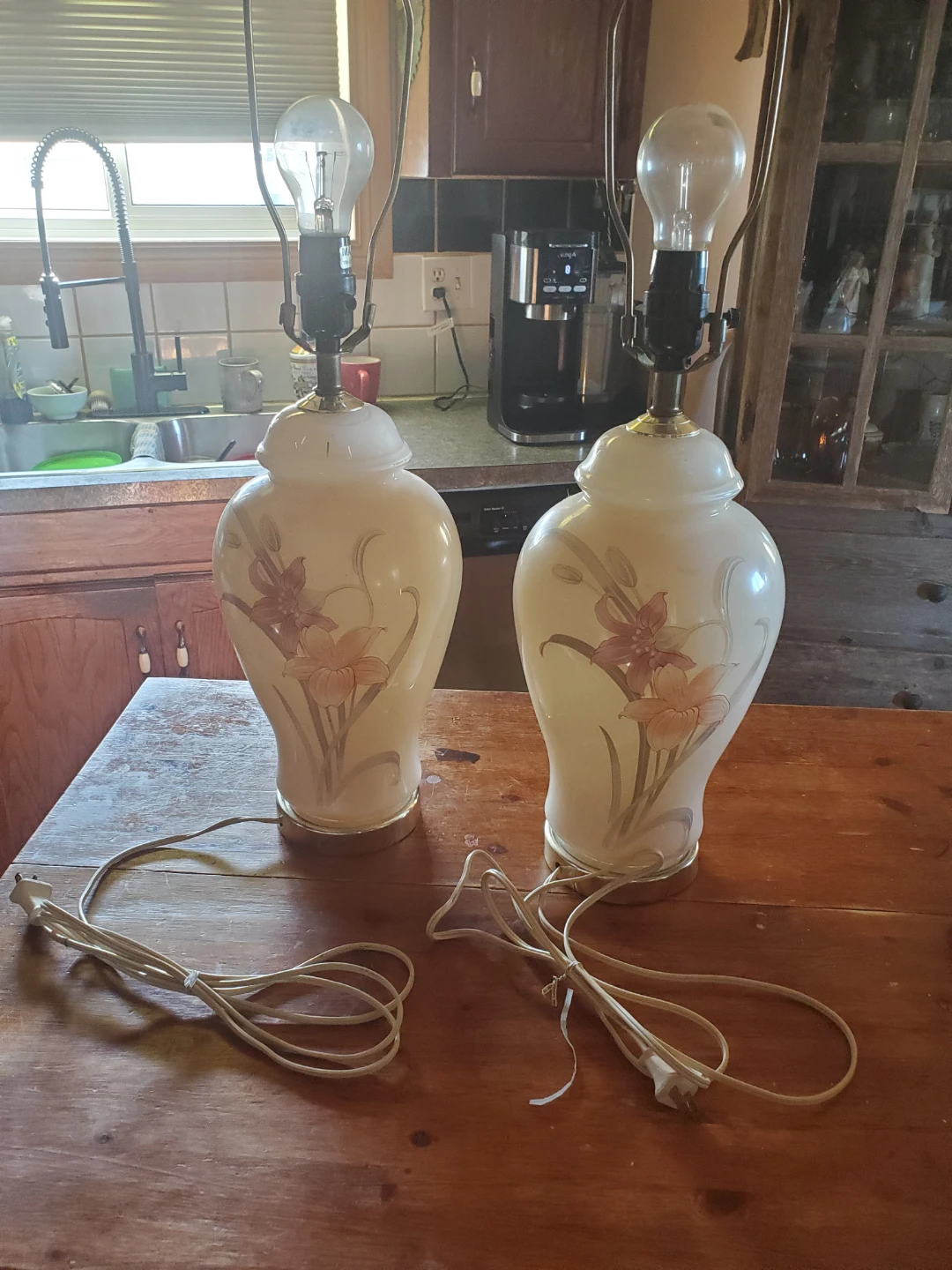 Pair of Vintage Floral Table Lamps