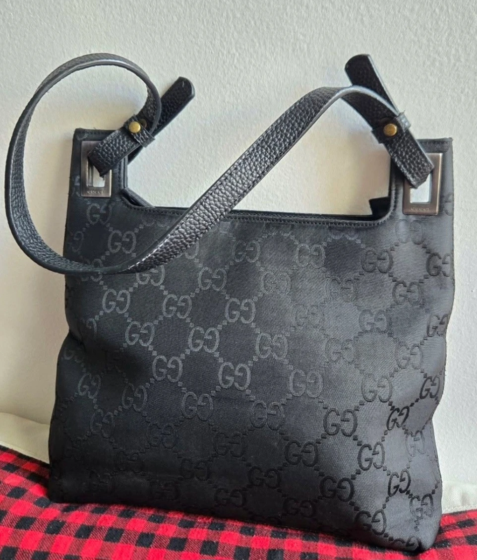 Black Gucci Monogram Shoulder Bag