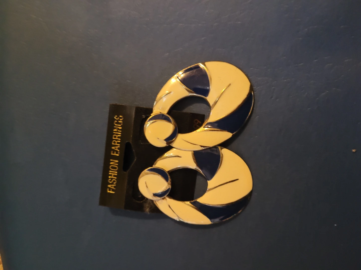 Fashion Earrings - Cream and Navy