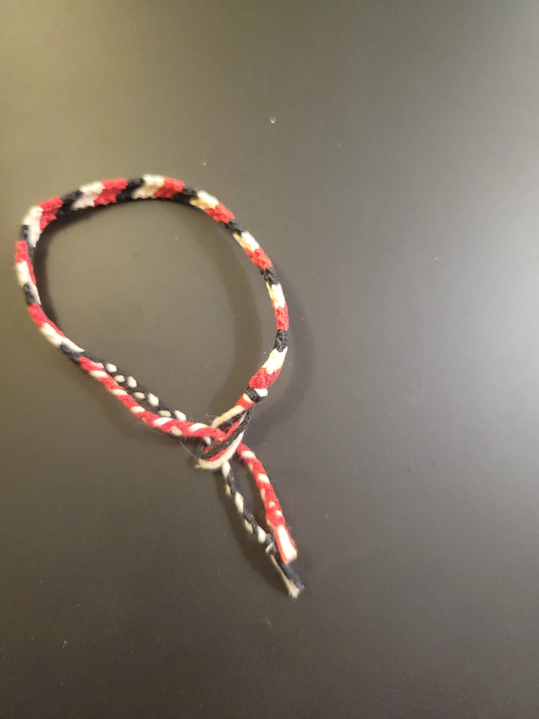 Braided String Bracelet Red Black White