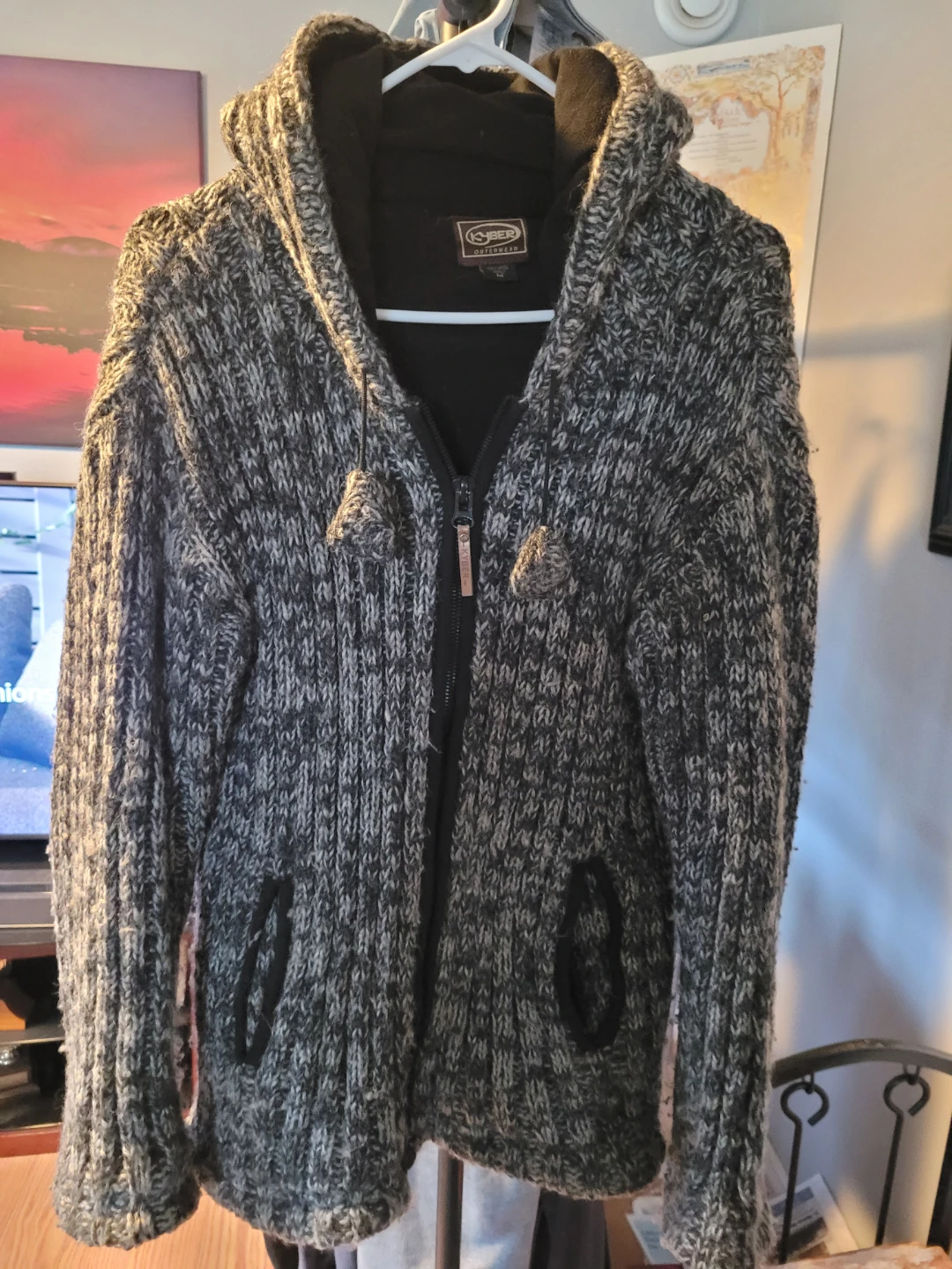 Klyber Outwear Grey & Black Marled Knit Hoodie
