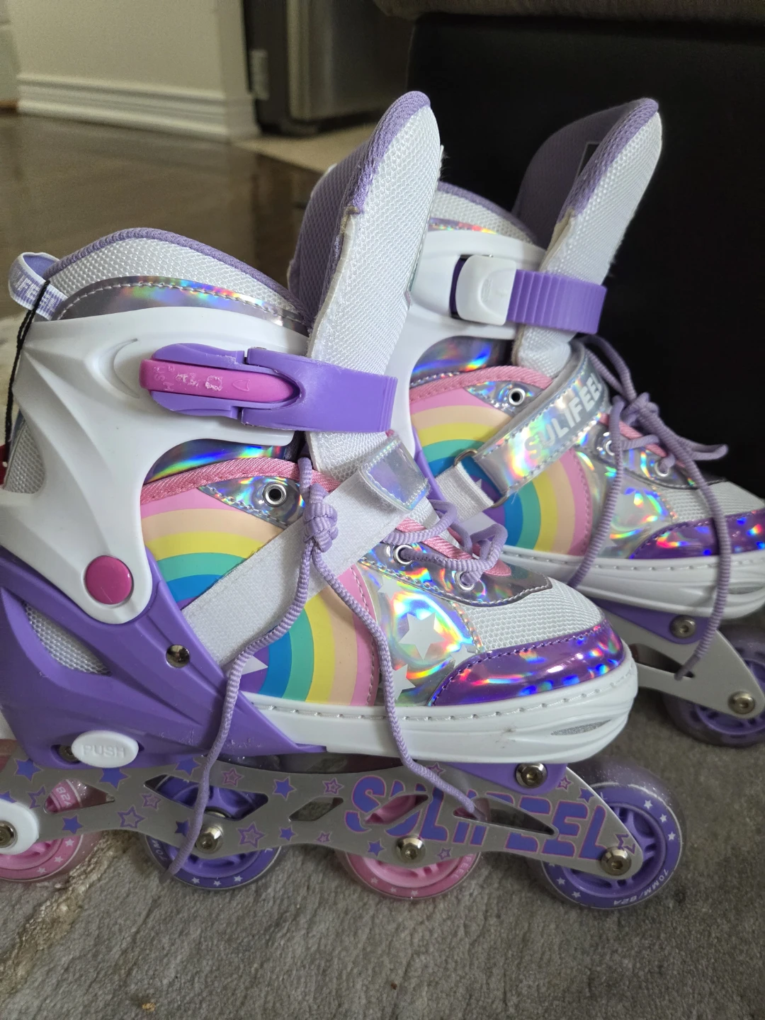 Adjustable Roller Skates for Girls, Rainbow Design - photo 4