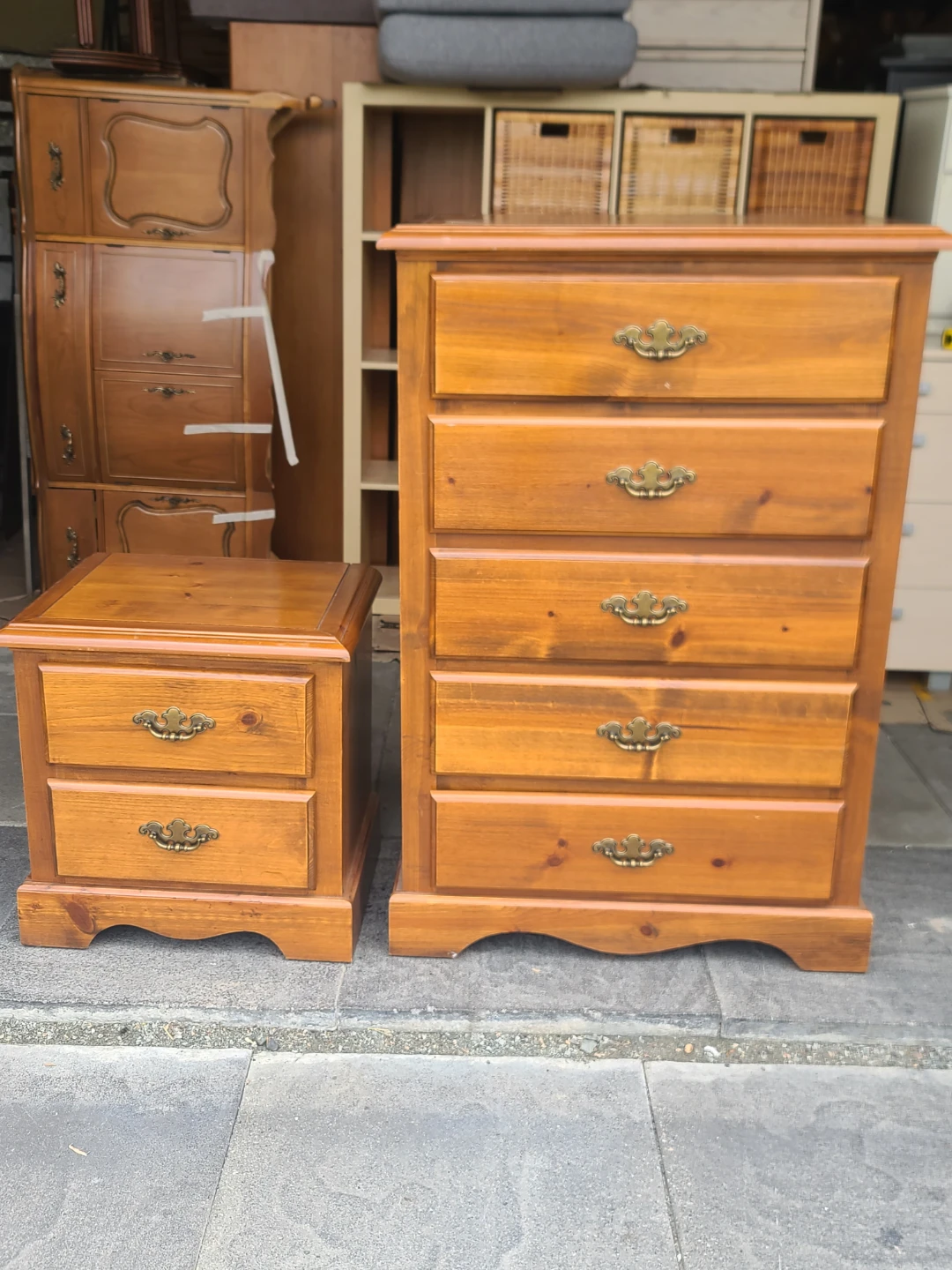 Solid Wood Nightstand and Dresser Set