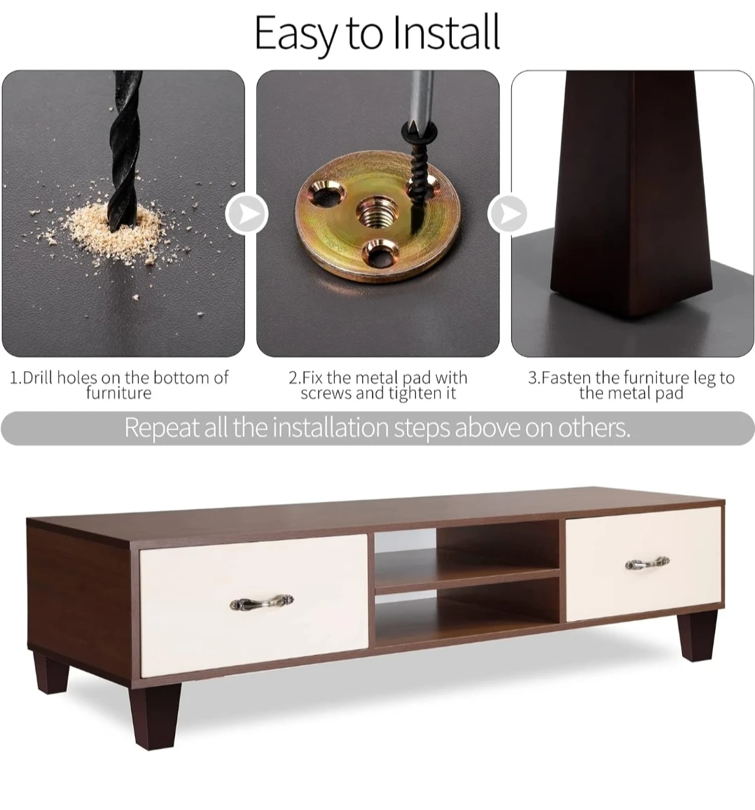Set of 8 Brown Square Furniture Legs (4 Inch) 🌱 - photo 5