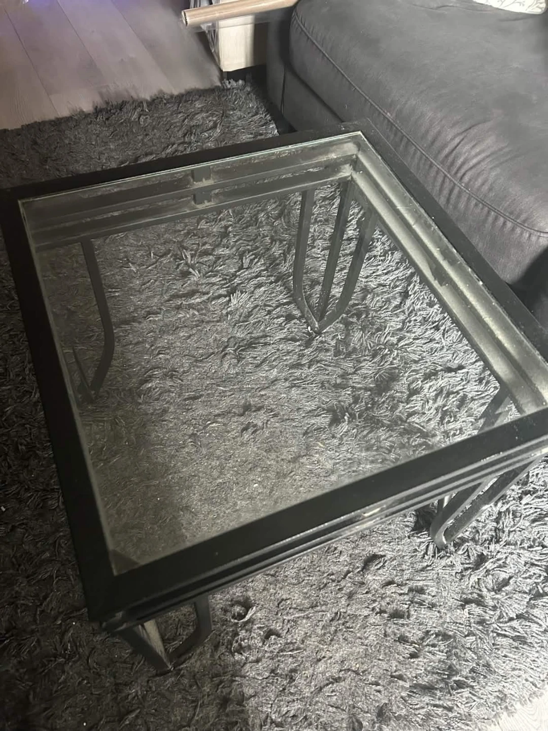 Two Square Glass Top Side Tables - photo 2