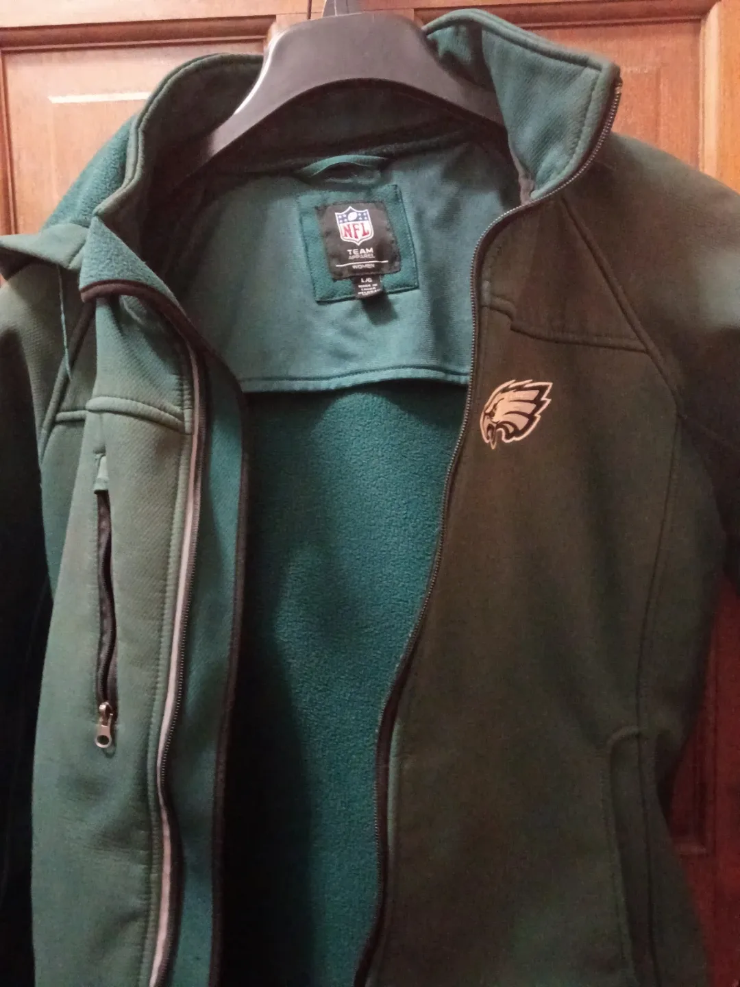 NFL Philadelphia Eagles Women's Green Fleece Jacket - Size L