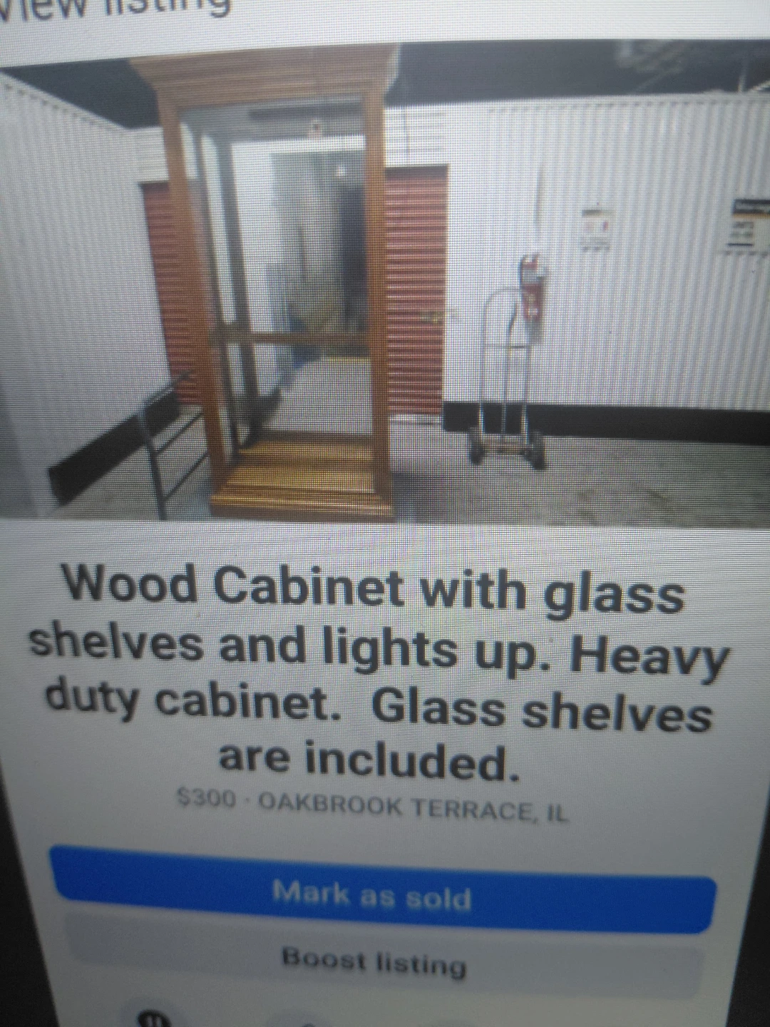 Heavy Duty Wood Cabinet with Glass Shelves and Lights