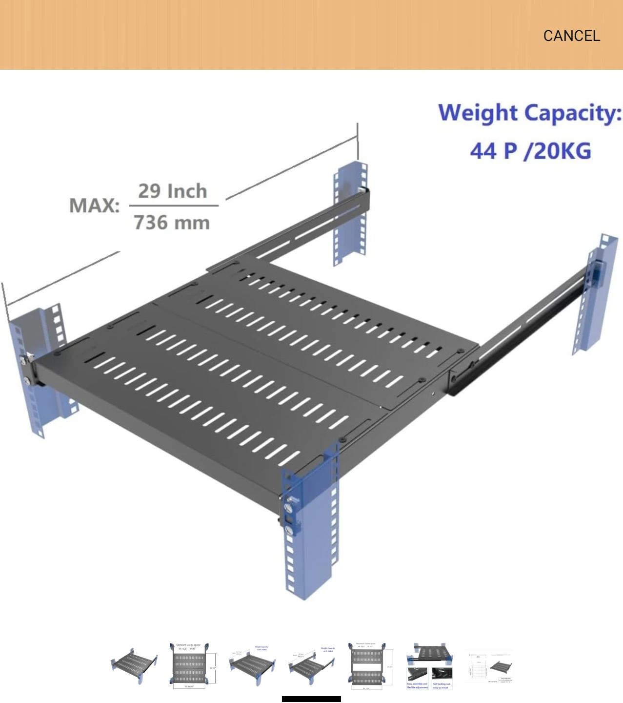 Sliding Server Rack Shelf W:16.9" D:16" - photo 5