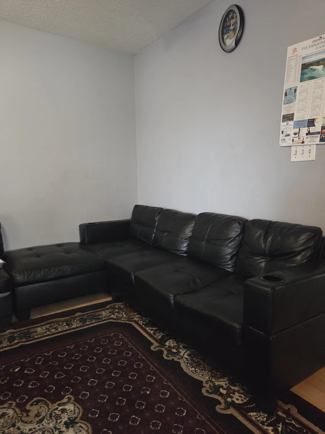 Black Faux Leather Sectional Sofa