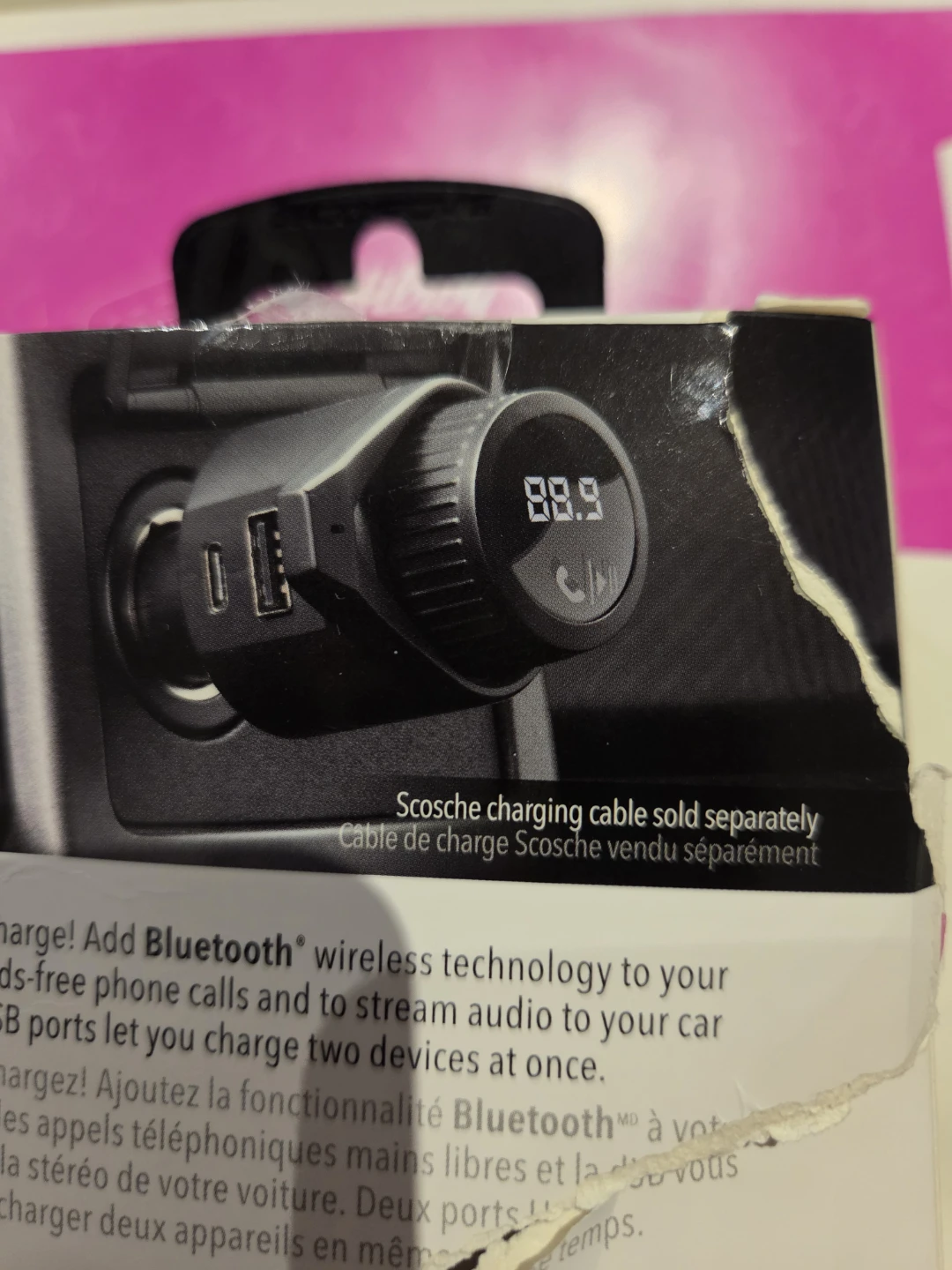 In car bluetooth music player and phone call + USB a&c charger