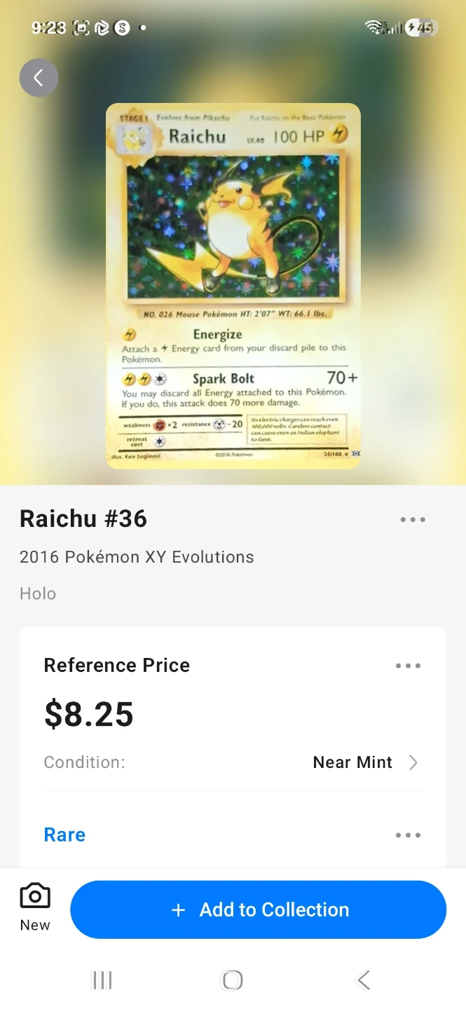 Pokemon Raichu #36 XY Evolutions Holo Card