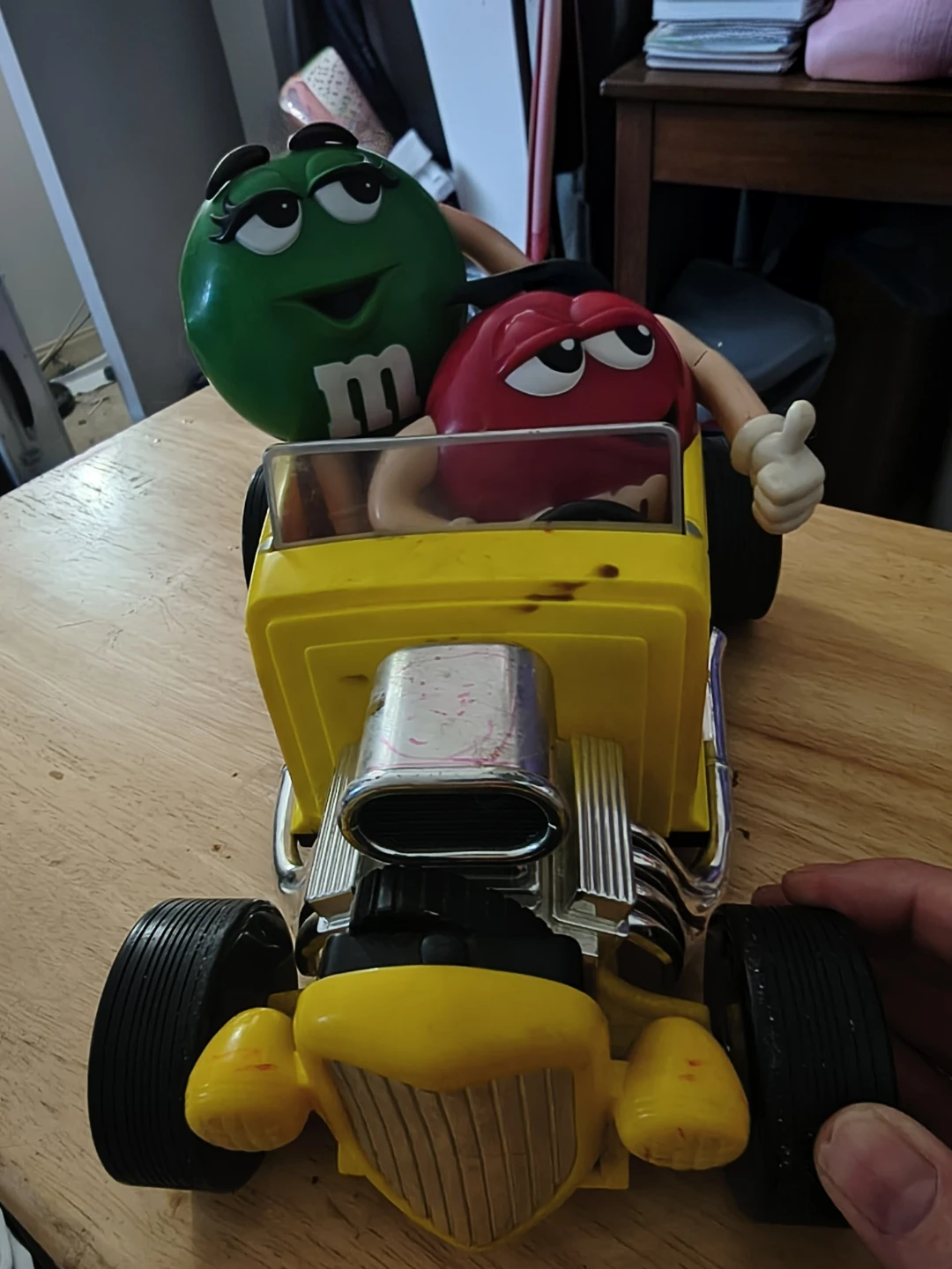 M&M's Red and Green in Yellow Hot Rod Toy