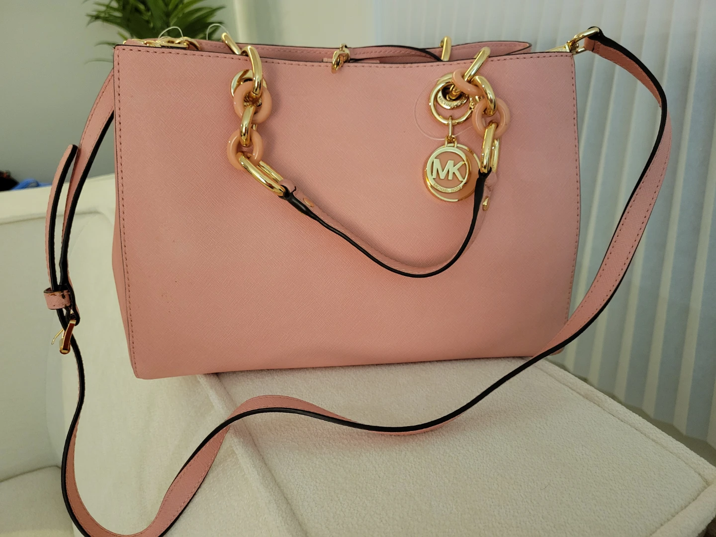 MK Pink Leather Satchel Handbag