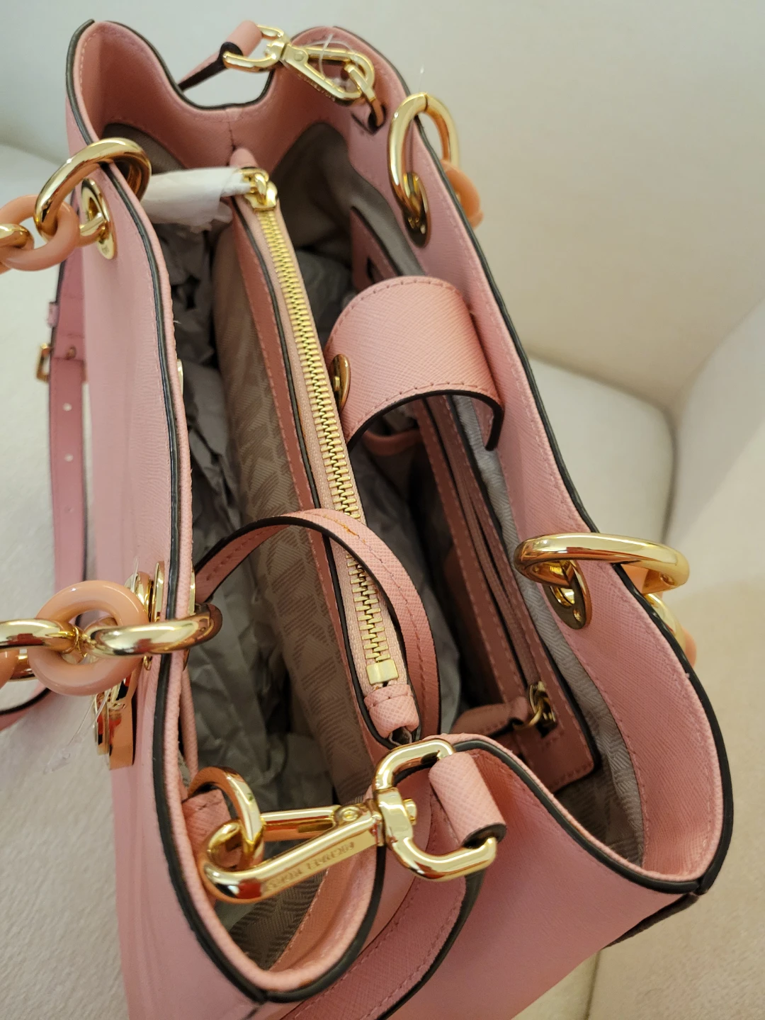 MK Pink Leather Satchel Handbag - photo 4