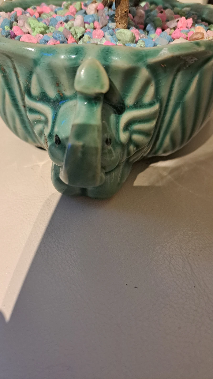 Green Elephant Ceramic Planter with Plant - photo 4