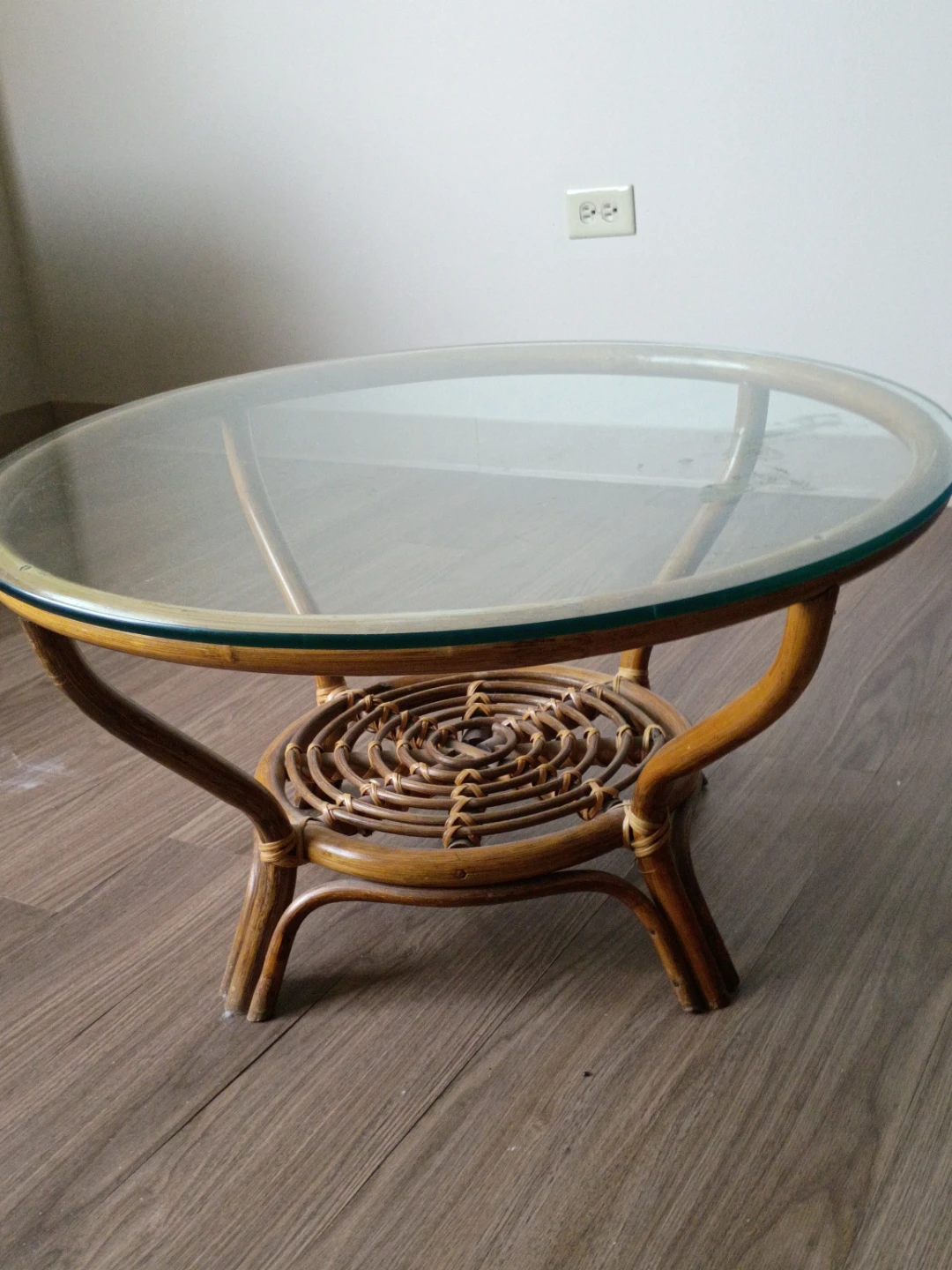 Retrol Glass Top Rattan Coffee Table