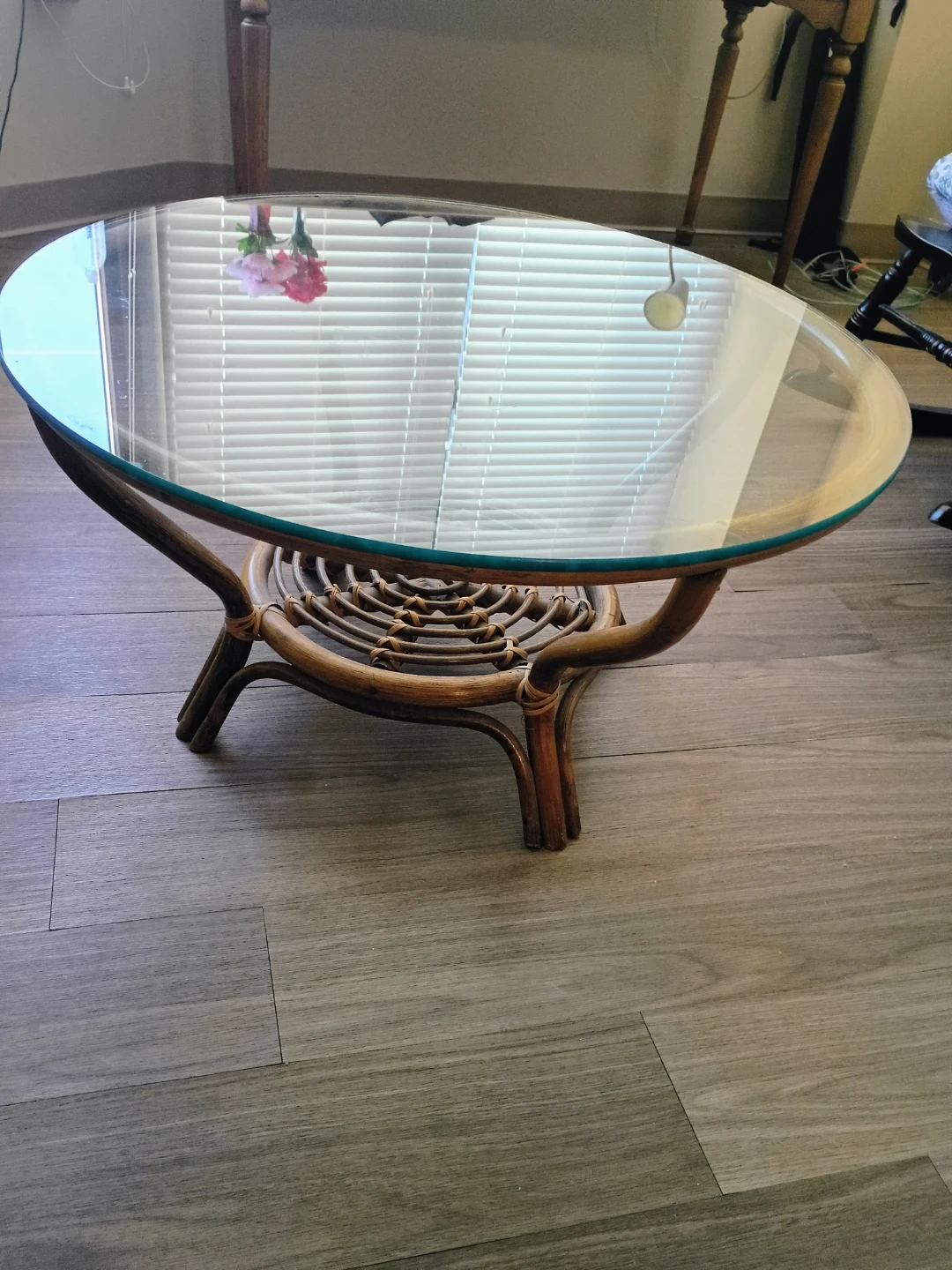 Retrol Glass Top Rattan Coffee Table - photo 3