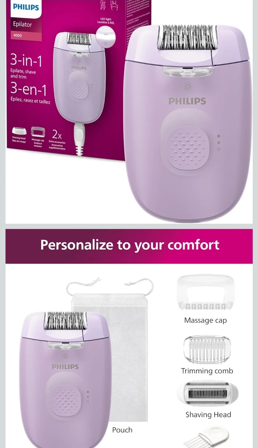 New Philips EpilatorSeries 4000, 3-in-1 with Shaver - photo 2