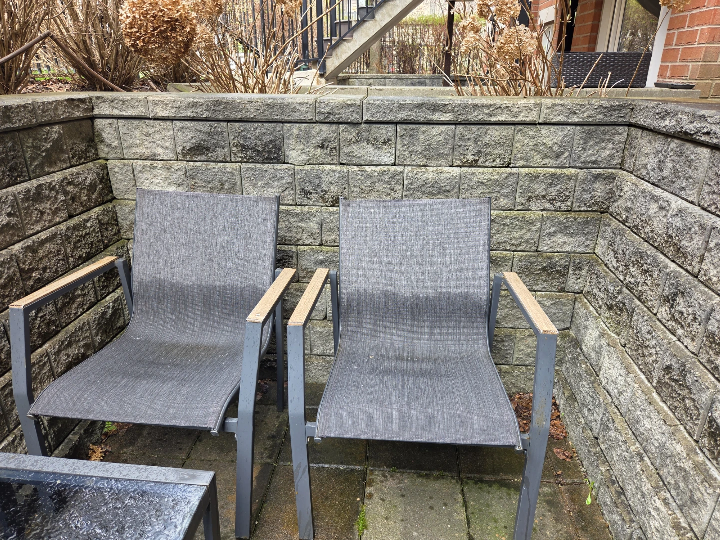 Grey Outdoor Loveseat with Wooden Accents - photo 5