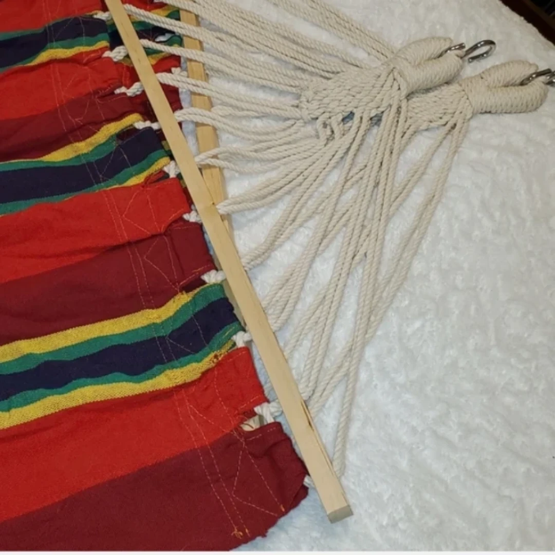 Stansport Cotton Hammock Red Yellow Green Blue Stripes - photo 3