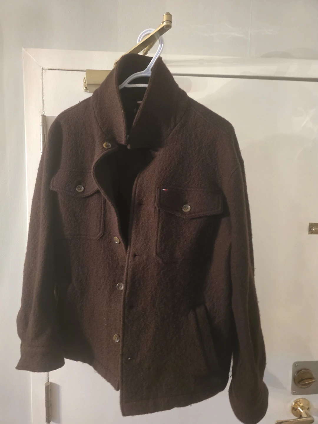 Tommy Hilfiger Men's Brown Wool Blend Shirt Jacket
