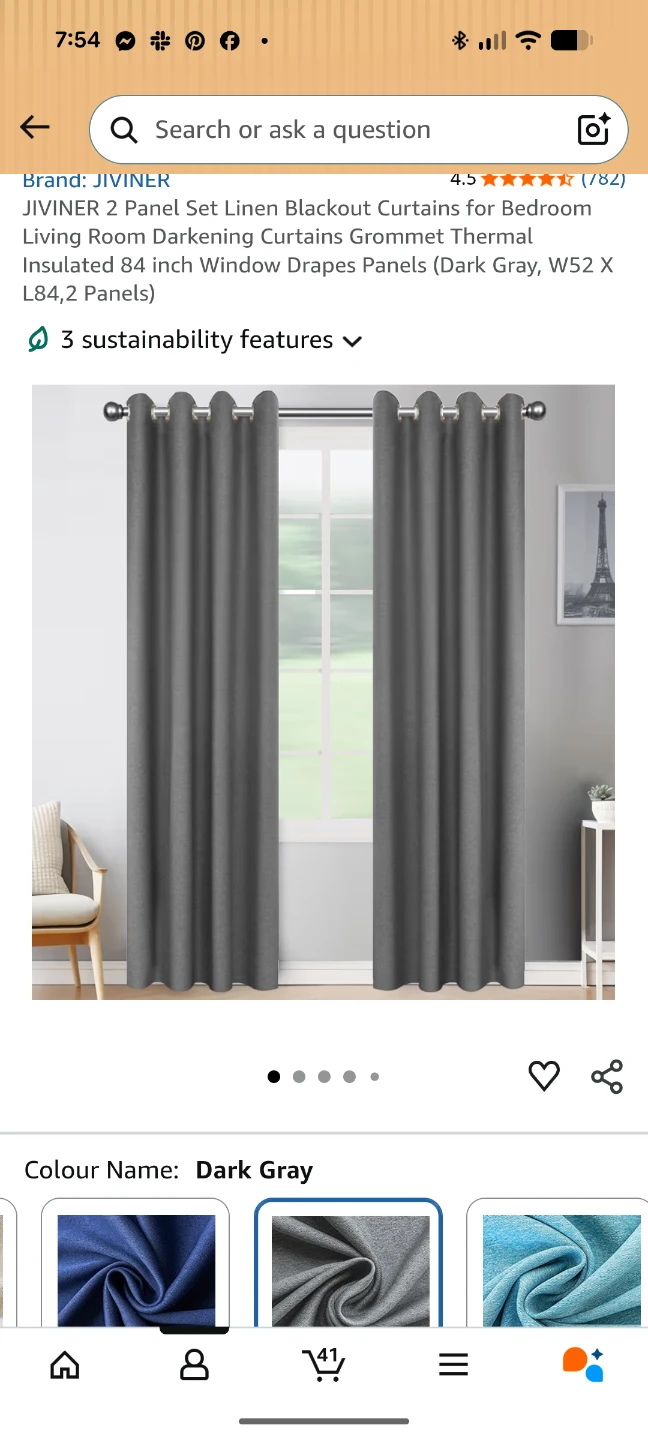 JIVINER 2 Panel Set Linen Blackout Curtains Dark Gray - photo 2