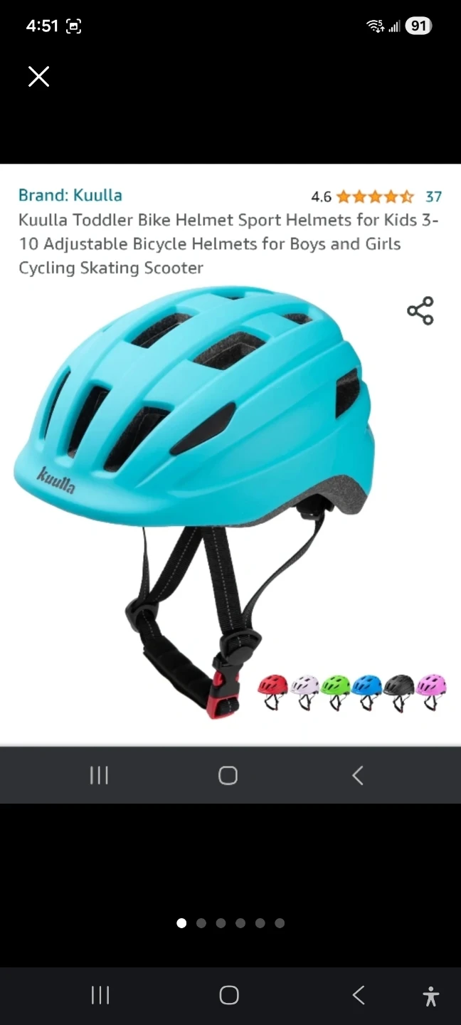 Kuulla Adjustable Toddler Bike Helmet - Teal - photo 5