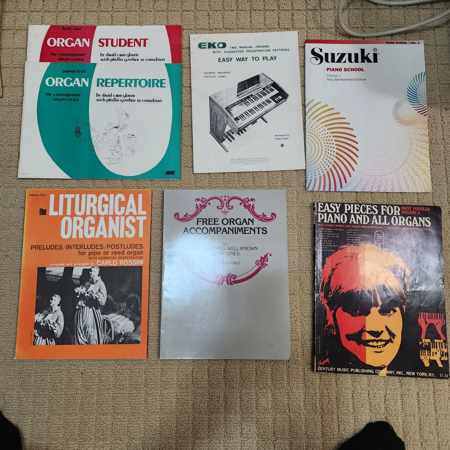 Lot of 7 Music Books: Organ, Piano, & Accompaniments