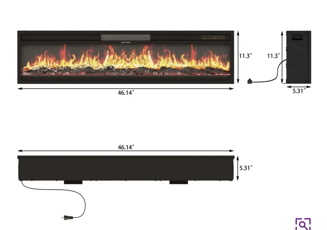 Claybrook 46 IN W Electric Fireplace Heater