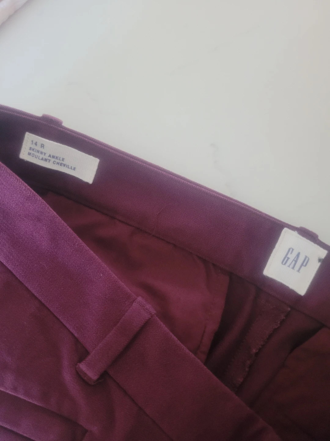 GAP Skinny Ankle Pants - Burgundy - Women's Size 14 Regular - photo 3