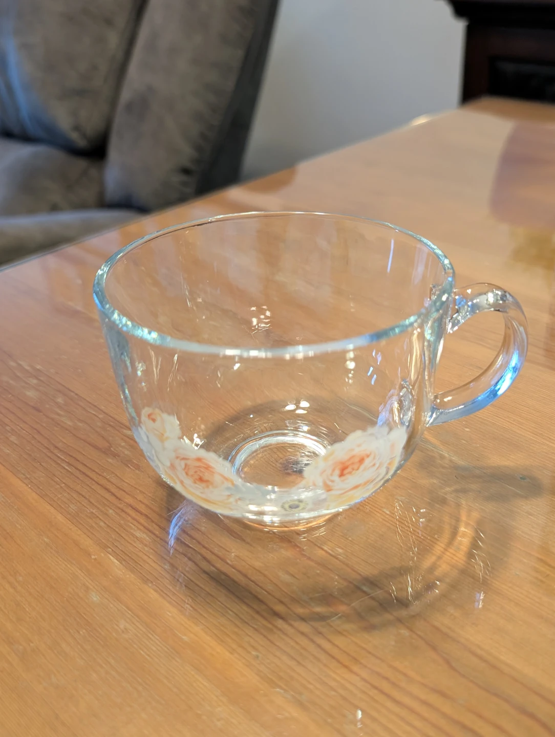 Clear Glass Mug with Floral Design