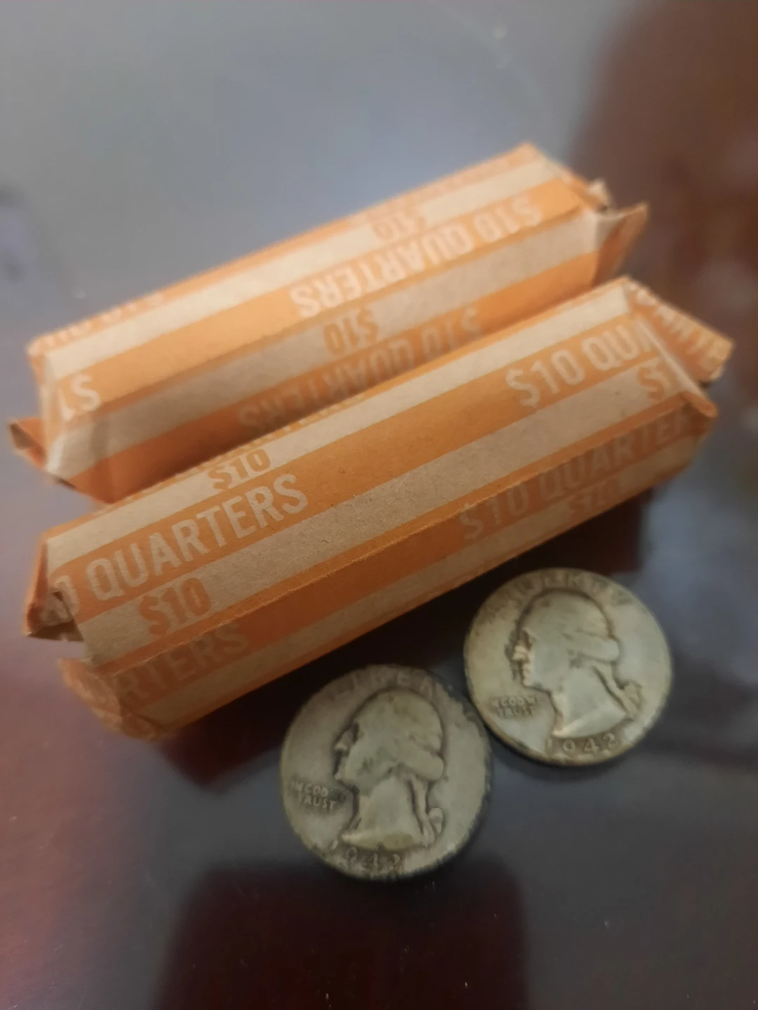 Rolls of silver Dimes and Quarters